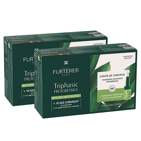 René Furterer Triphasic Progressive sérum antichute Cure de 3 Mois Lot de 2 X 8