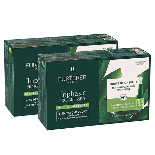 René Furterer Triphasic Progressive sérum antichute Cure de 3 Mois Lot de 2 X 8