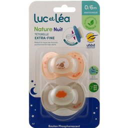Set Nature Nuit Sucette Téterelle Extra Fine Silicone 0-6m 2 Unités