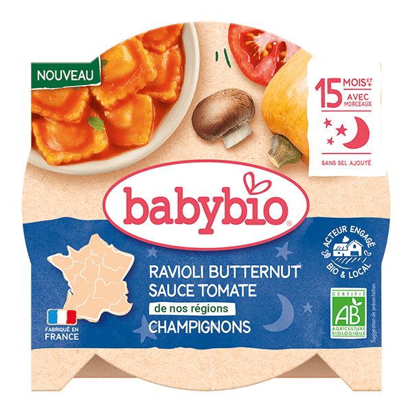 Ravioli Butternut Sauce aux Tomates de Nos Régions et Champignons Bio 190g