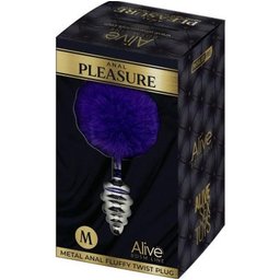 Anal Pleasure Plug Spirale Métal Pompon Violet Foncé M 1ut