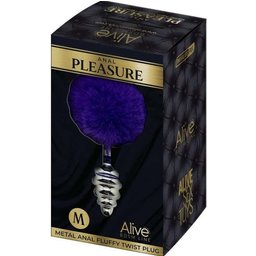 Anal Pleasure Plug Spirale Métal Pompon Violet Foncé M 1ut