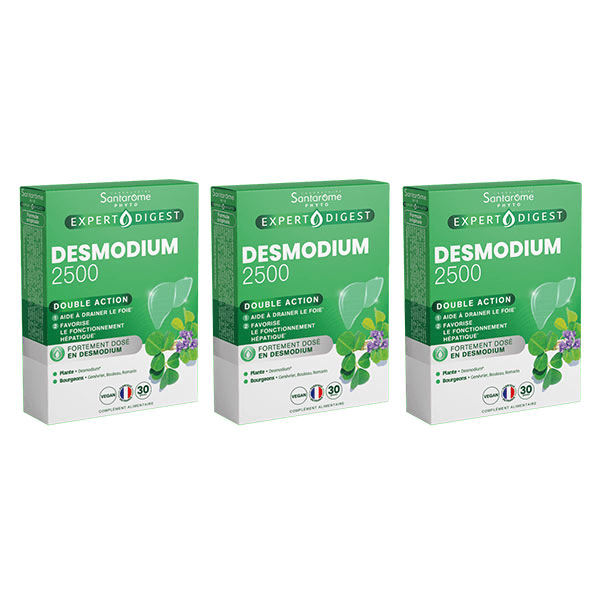 Santarome Phyto - Desmodium 2500 - Détoxifiant du foie - 30 gélules Vegan - Lot de 3