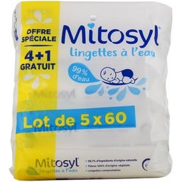 Pack Lingettes à l'Eau 5x60 Lingettes