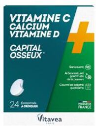 Vitamine C + Calcium + Vitamine D 24 comrpimés à croquer - Boîte 2 tubes de 12 comprimés