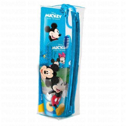 Trousse brosse à dents, dentifrice, tasse mickey