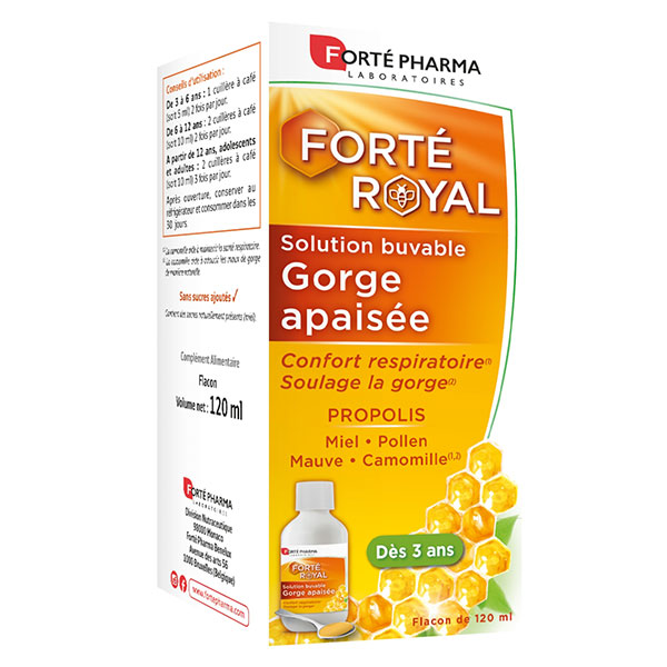 Forté Pharma Forté Royal Sirop Gorge Apaisée Propolis Miel dès 3ans Flacon 120ml