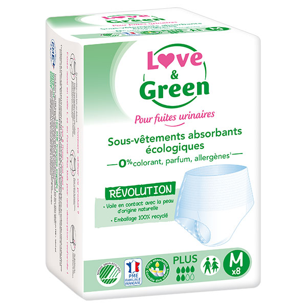 Sous-vêtements absorbants adulte hypo et écologiques Plus Taille M x8