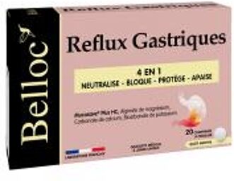 Reflux Gastriques 4en1 20 Comprimés à Croquer - Boîte 20 comprimés de 1,3 mg