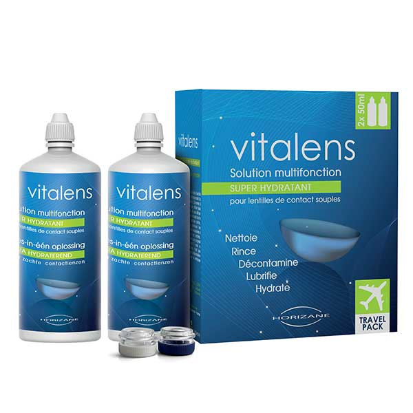 Travel Pack Solution pour Lentilles de Contact Souples Lot de 2 x 50ml