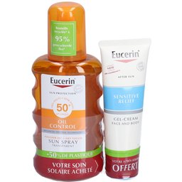 Eucerin® SUN Protection OIL Control Spray Transparent SPF 50 et Sensitive Relief Gel-creme Offert