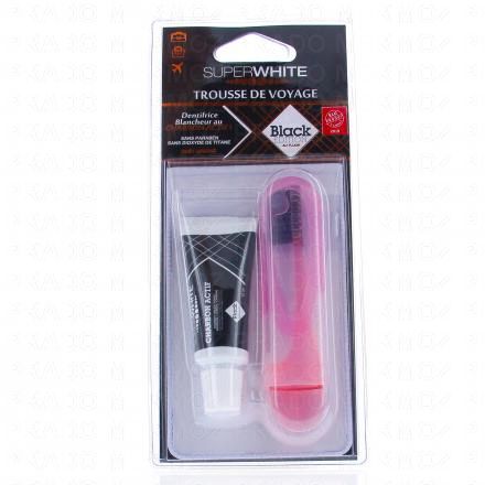 Trousse de voyage Black Edition: brosse à dents de voyage + dentifrice 15ml