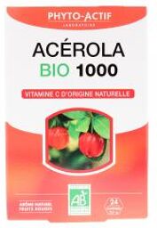 Acerola 1000 Vitamine C Bio 24 Comprimés - Boîte 2 tubes de 12 comprimés
