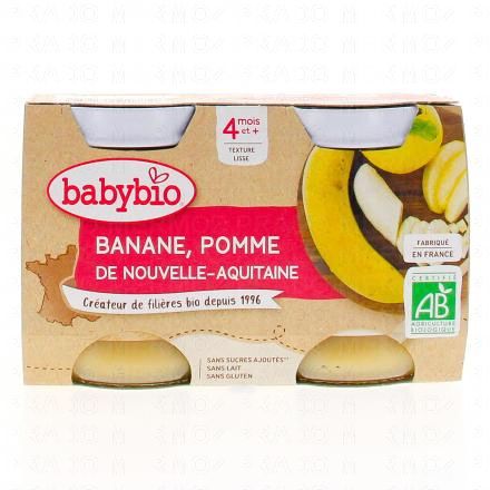 Fruits - Petits pots Banane, Pomme de Nouvelle-Aquitaine 2x130g dès 4 mois