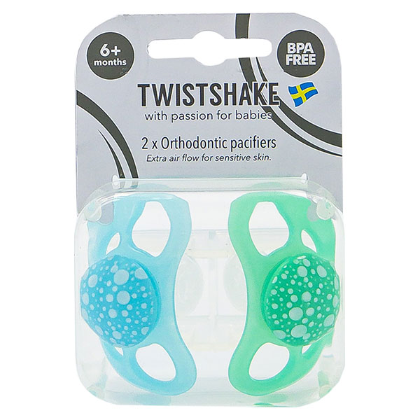 Sucette Orthodontique Vert/ Bleu +6m Lot de 2