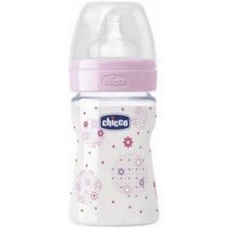 Chicco™ Biberon physiologique Tétine Latex Base large Flux normal Rose 150 ml 1 u.