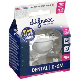 Difrax® Sucette dental nuit 0-6 Mois (Couleur non sélectionnable)