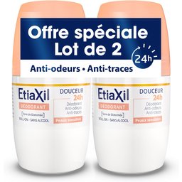- Déodorant - Transpiration Faible - Aisselles - 24h - Roll On - Lot de 2