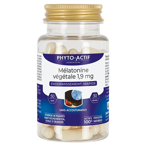 Phyto-actif, Mélatonine végétale 1,9mg 50 gélules