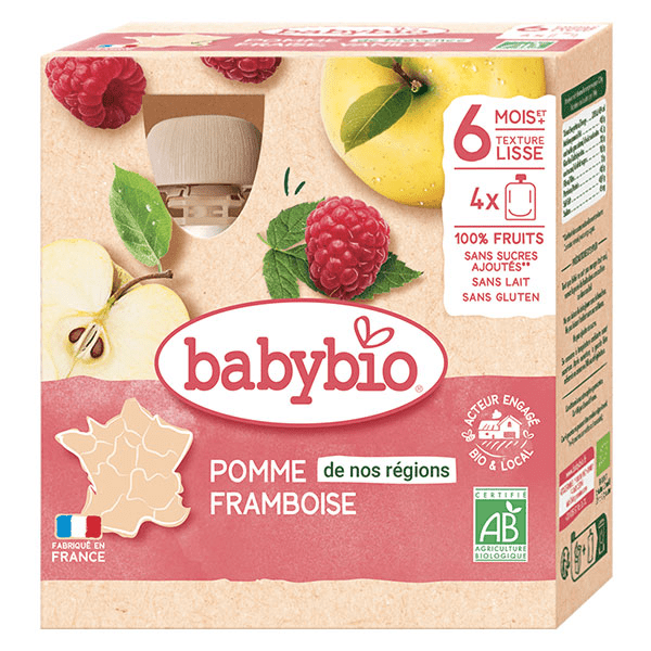 Fruits Gourde Pomme Framboise +6m Bio 4 x 90g