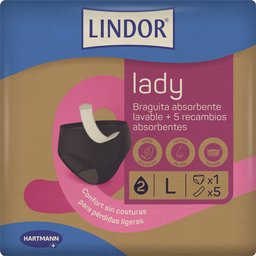 Lady Ropa Interior Lavable Menstruación y Incontinencia Talla L + 5recambios