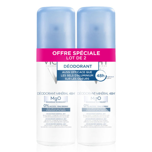 Déodorant Minéral 48h Spray Lot de 2 x 125ml