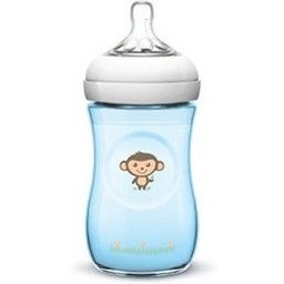Avent Biberon Silicone Naturel Bleu Monitos +1m 260ml