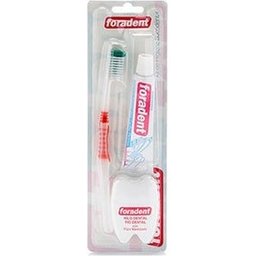Travel Plus 3 en 1 brosse à dents + fil dentaire + dentifrice 5ml