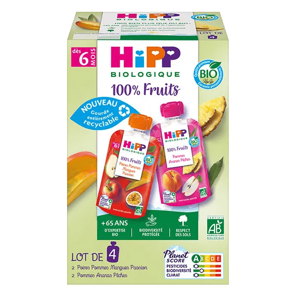 Gourdes 100% Fruits 2 variétés A 6 mois 4x90g