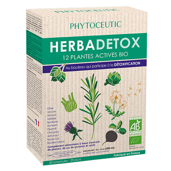 Bio Herbadetox 12 Plantes Actives 20 ampoules x 10ml
