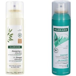Klorane® Shampooing sec + Klorane® Extra-doux Shampooing sec teinté à l'avoine et au céramideᴸᴵᴷᴱ