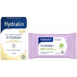 Hydralin® Gyn Irritation Gel Lavant Calmant + Quotidien Lingettes Douces Biodégradables