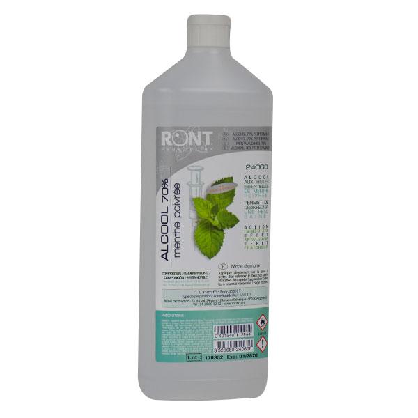 Alcool 70 % Parfumé Menthe Poivrée Flacon 1000ml
