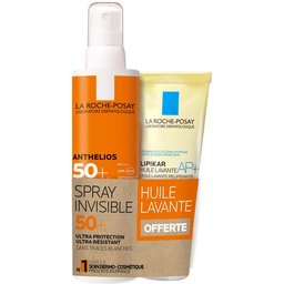 LA Roche Posay Anthelios Spray invisible Spf50+ et Lipikar Huile lavante AP+ Offert
