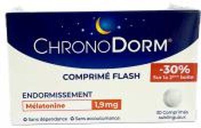 Chronodorm Mélatonine 1,9 mg Lot de 2 X 30 Comprimés Sublinguaux - Lot 2 x 30 comprimés