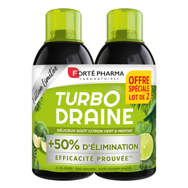 Forté Pharma TurboDraine Citron Menthe Draineur Minceur - Lot de 2x500ml