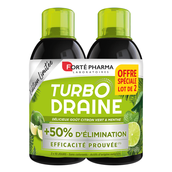 TurboDraine Citron Menthe Draineur Minceur - Lot de 2x500ml