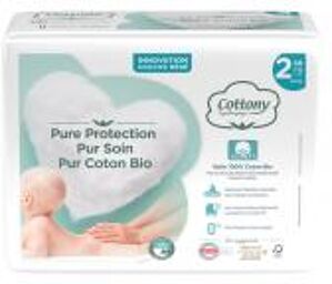 Couches 100% Coton Biologique Taille 2 - 3/6kg 38 couches - Sachet 38 couches
