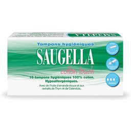 - Cotton Touch - Tampons Hygiéniques sans Applicateur - Flux Normaux - 100% Coton - Hypoallergéniques, Confort et Sécurité - Enrichis en Thymol et en Huile d'Amande Douce - Pack de 16
