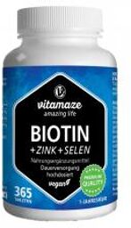 Biotin 10 mg à Haute Dose + Zinc + Sélénium Végétalien 365 Comprimés - Pot 365 comprimés