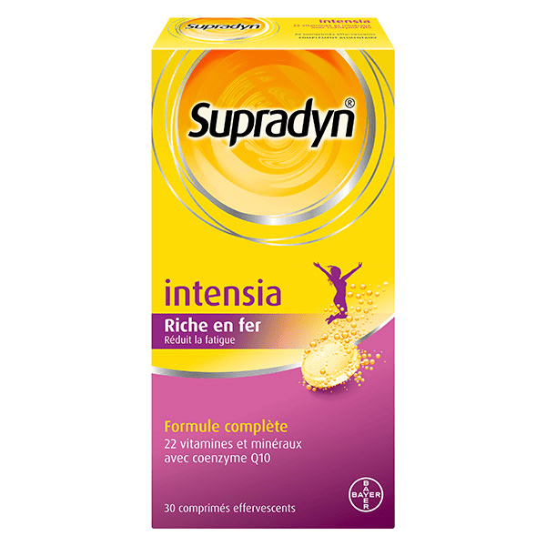 Intensia Réduit la Fatigue Vitamines Minéraux et Fer 30 comprimés effervescents
