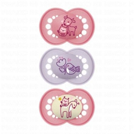 Original Nature - 2 Sucettes jours + 1 Sucette Nuit +18 Mois rose / mauve