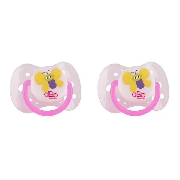 2 Sucettes anatomiques 1er âge Téterelles en silicone Motif Papillon