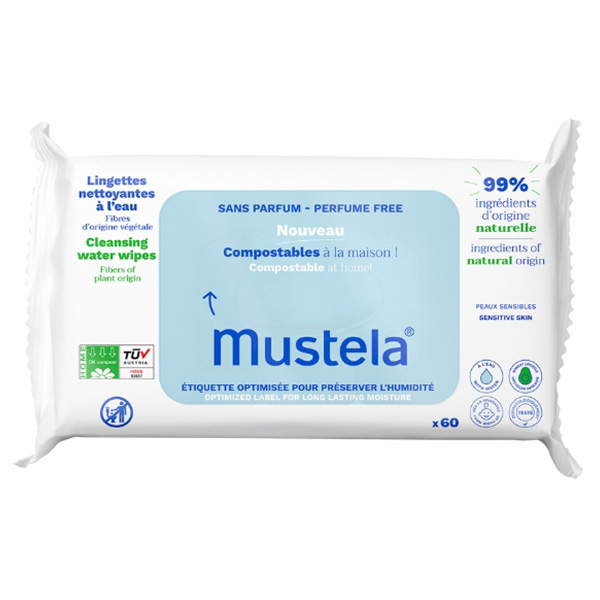 Lingettes Nettoyantes Compostables Non Parfumées 60 unités