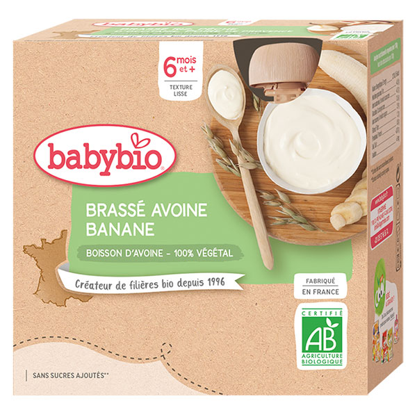 Desserts Végétaux Gourde Brassé Avoine Banane +6m Bio 4 x 85g