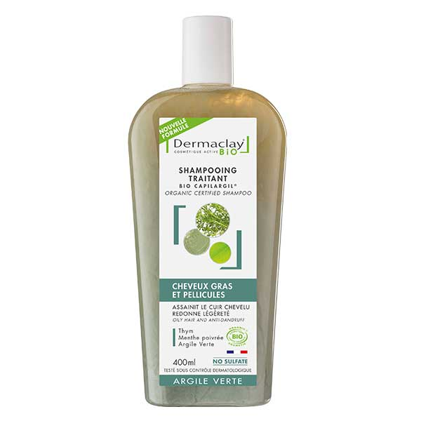 Shampoing Traitant Bio Cheveux Gras et Pellicules Argile Verte 400ml