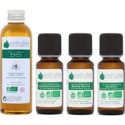 Kit « Massage Du Dos » 3 Huiles Essentielles Bio Et 1 Huile Végétale Bio