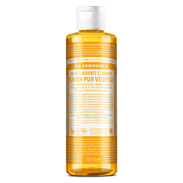 Dr Bronner's Savon Pur Végétal Agrume et Orange 18 en 1