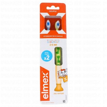 Brosse à dents souple débutant 0 à 3 ans lot de 2