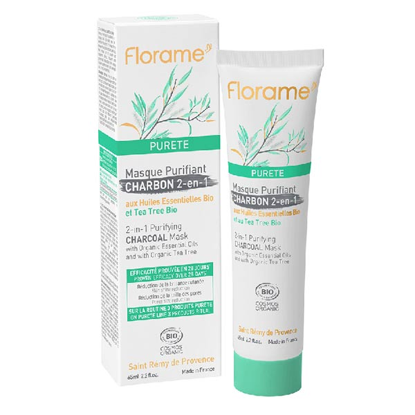 Visage Masque Purifiant Charbon 2 en 1 Bio 65ml